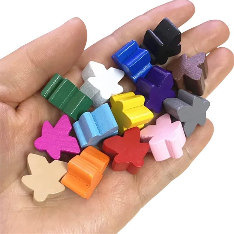 Flerfarvet træ meeple bonde spil tilbehør