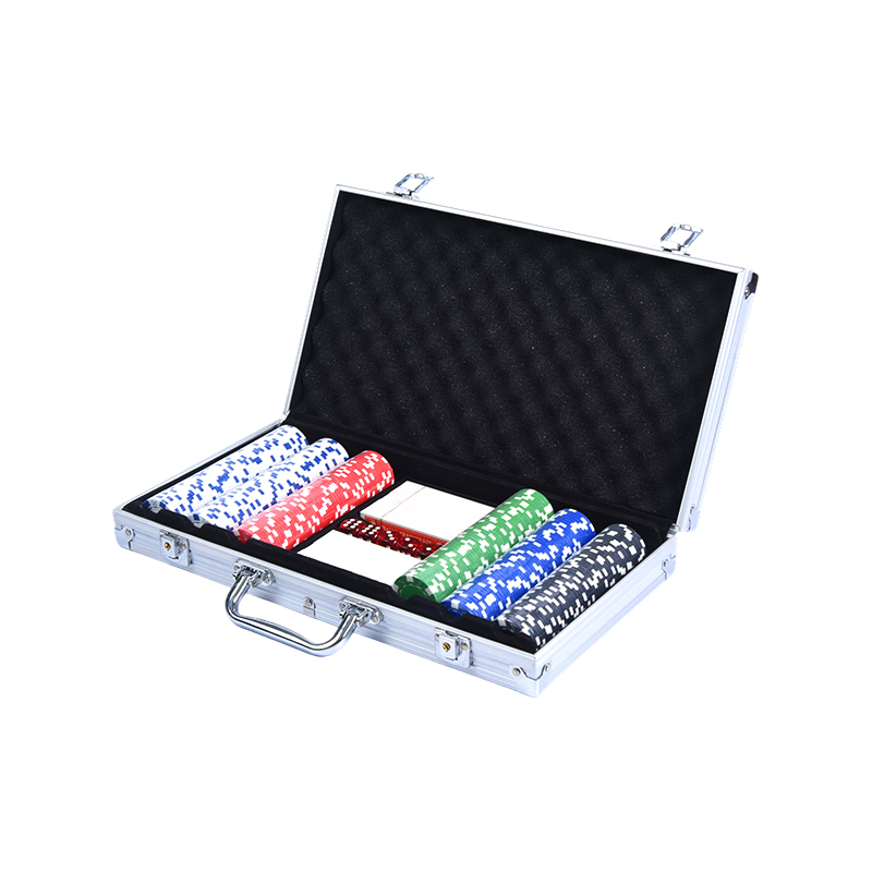 Aluminiumsæske komplet med terninger og dealerknap Premium pokerchipsæt
