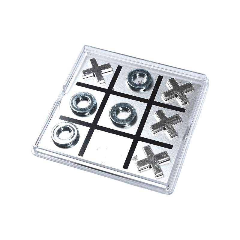 Magnetisk metal Tic-Tac-Toe sæt i klar akryl etui