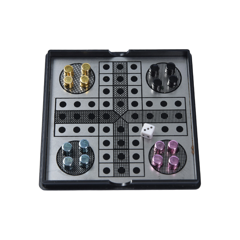 Magnetisk metal ludo spil sæt i klar akryl etui
