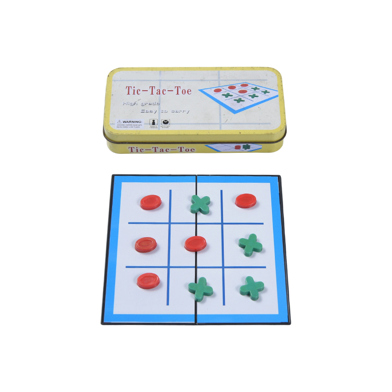 Gul Metal Tin Bærbar Tic-Tac-Toe spil