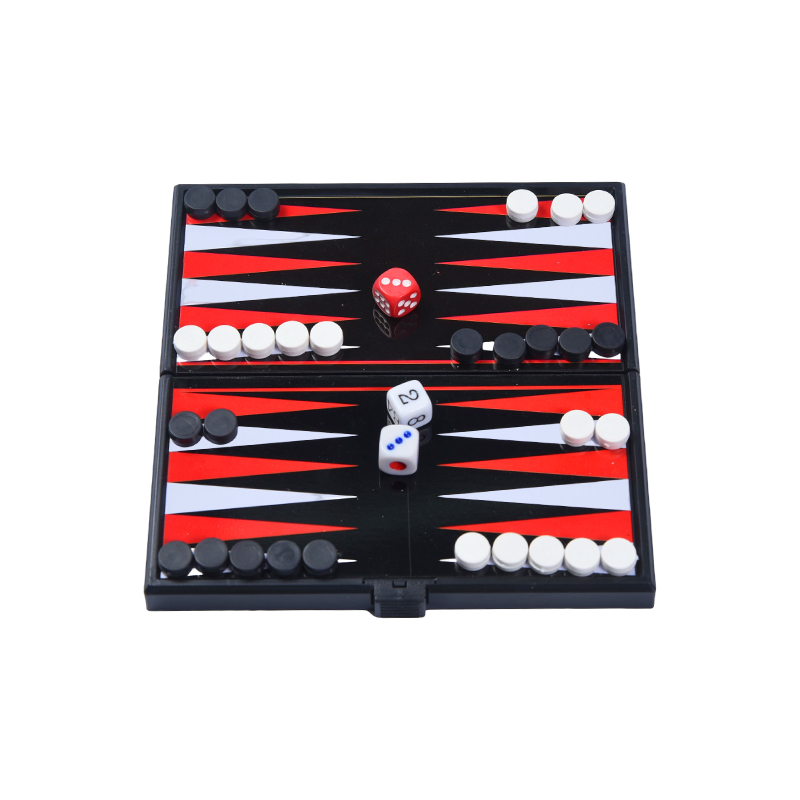 Bærbart magnetisk dobbeltsidet backgammon-spilsæt