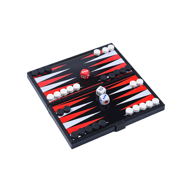 Bærbart magnetisk dobbeltsidet backgammon-spilsæt