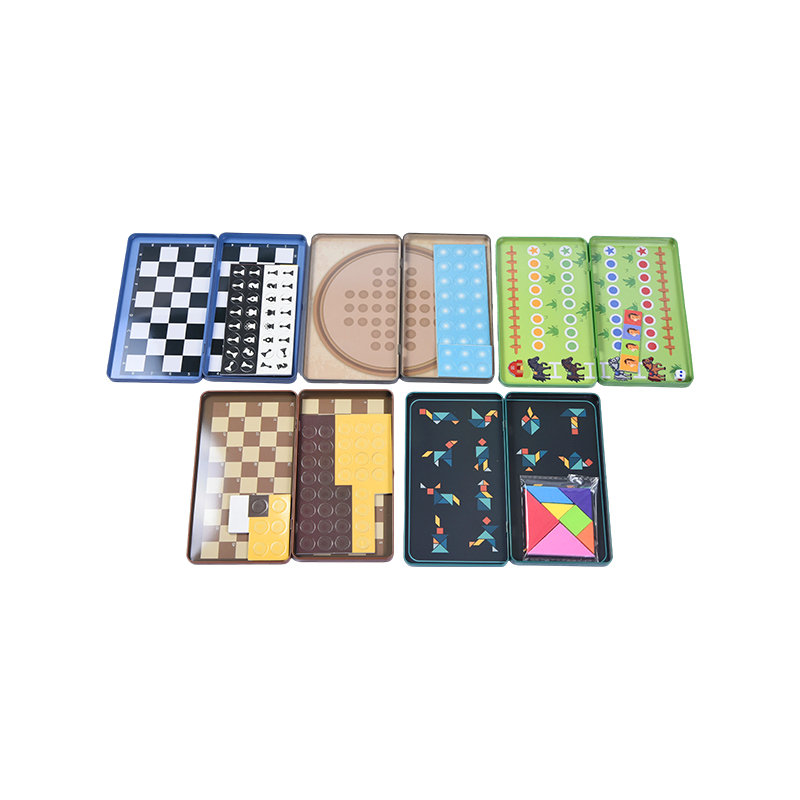 5-i-1 bærbart tin-spilsamling Multi-Game magnetisk rejsesæt