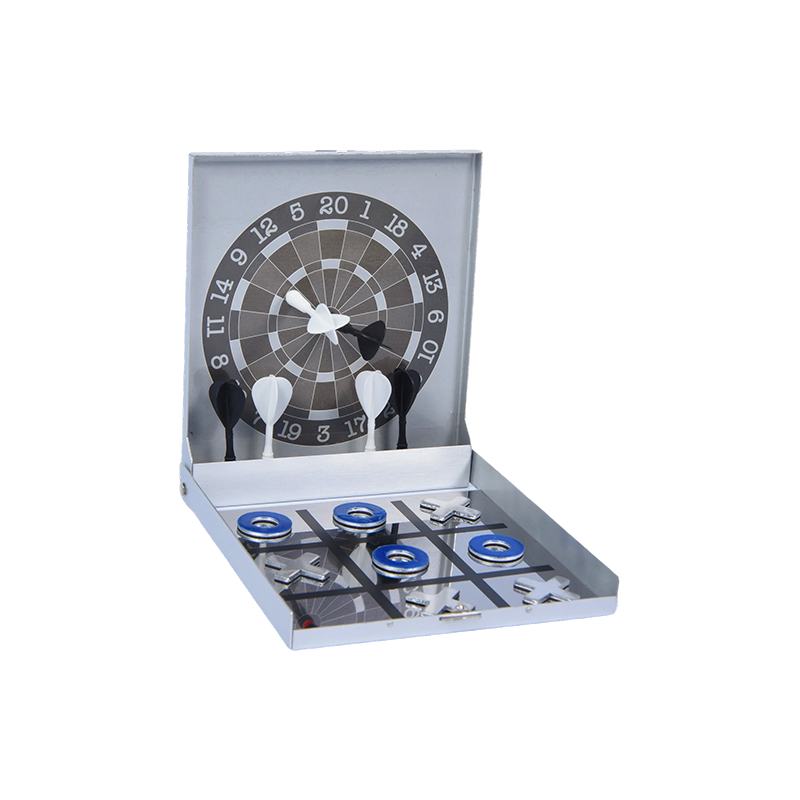 Portable Metal Case Edition Magnetic Dart og Tic-Tac-Toe Combo Game
