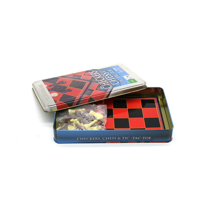 Klassisk 2-i-1 dam, skak og Tic-Tac-Toe dåsesæt