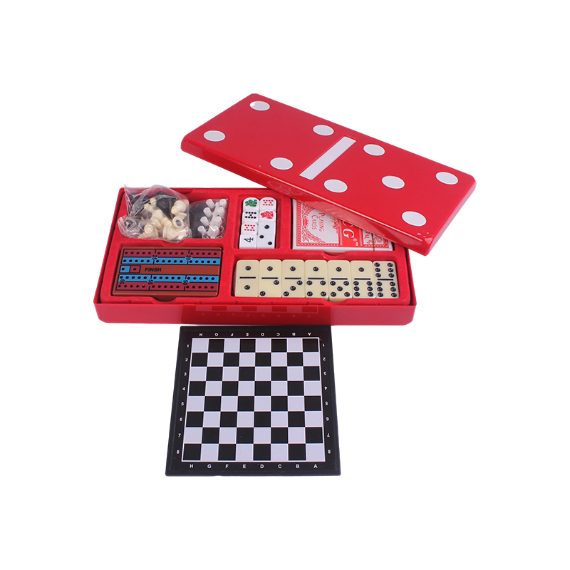Red Polka-Dot Edition - klassiske domino- og krybbesæt