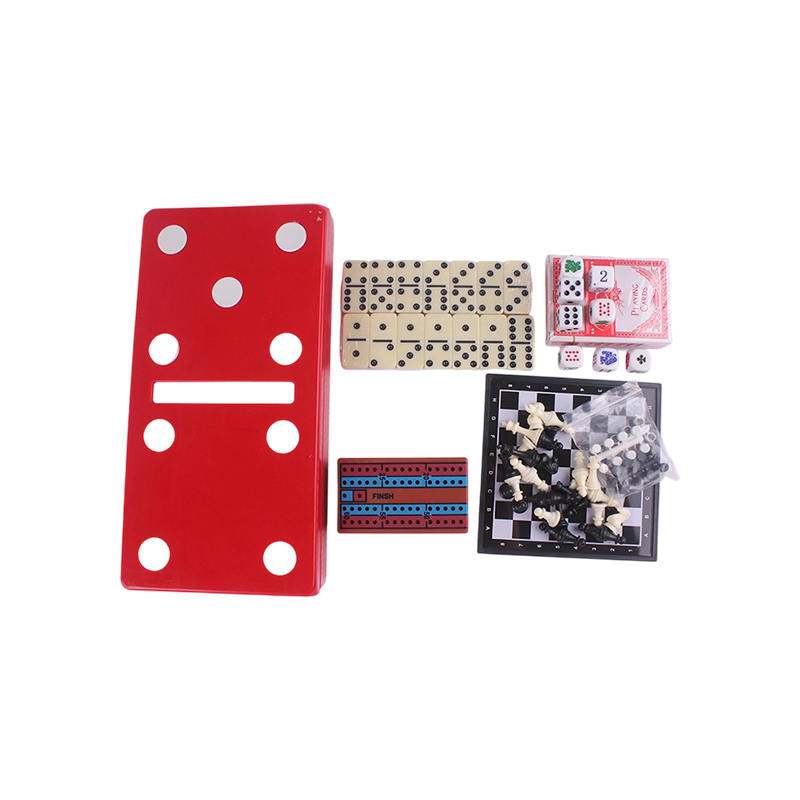 Red Polka-Dot Edition - klassiske domino- og krybbesæt