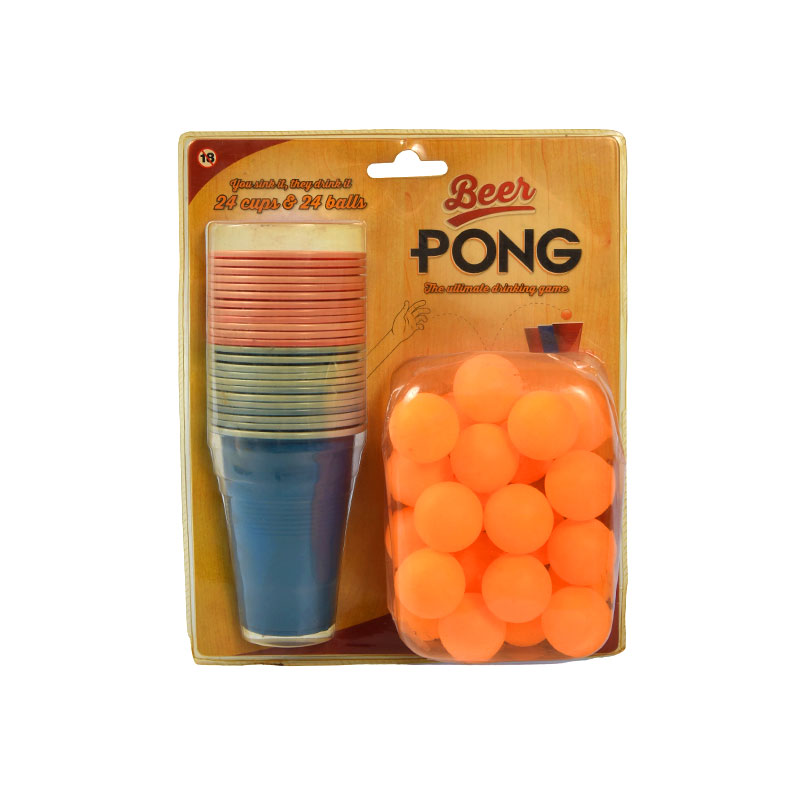 24 kopper og 24 bolde til det ultimative fest sjove Beer Pong-spilsæt