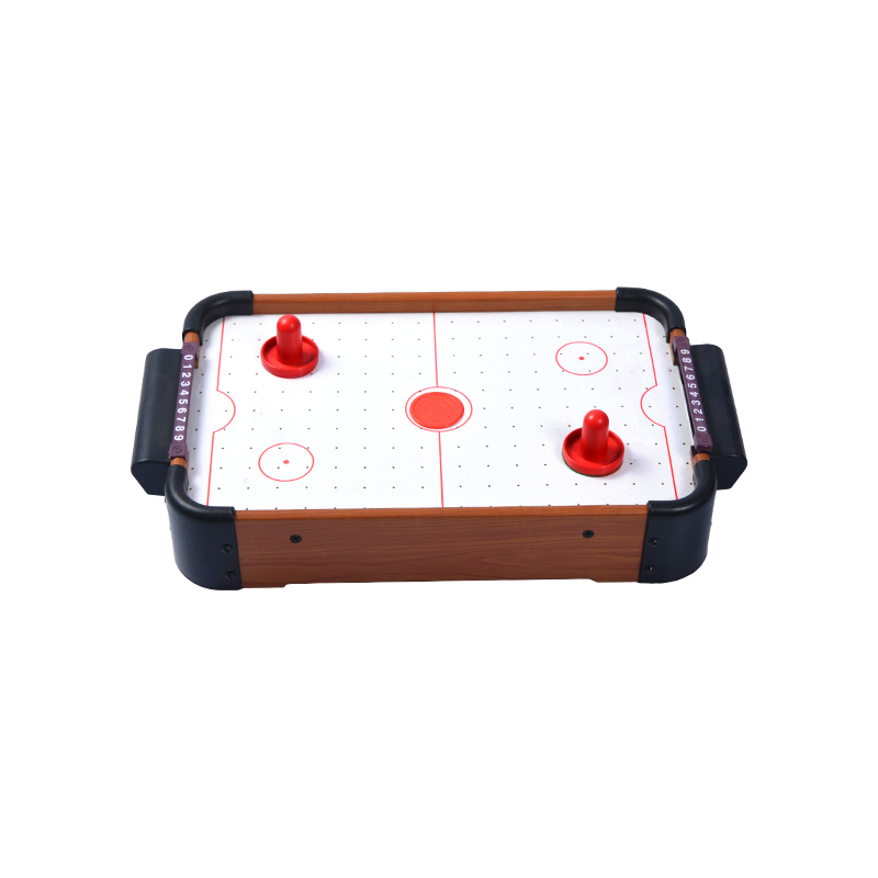 Mini desktop spil med røde pucke og score trackers Kompakt træ lufthockeybord