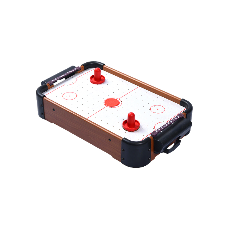 Mini desktop spil med røde pucke og score trackers Kompakt træ lufthockeybord