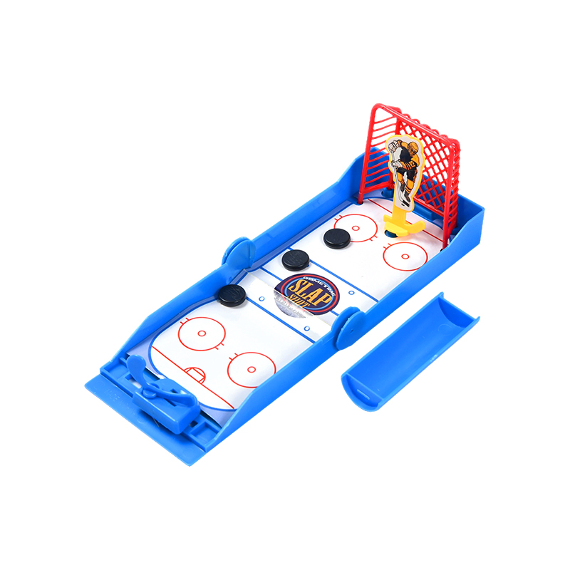 Kompakt desktop ishockey med fjederbelastet Launcher Slap Shot Mini Hockey Spil