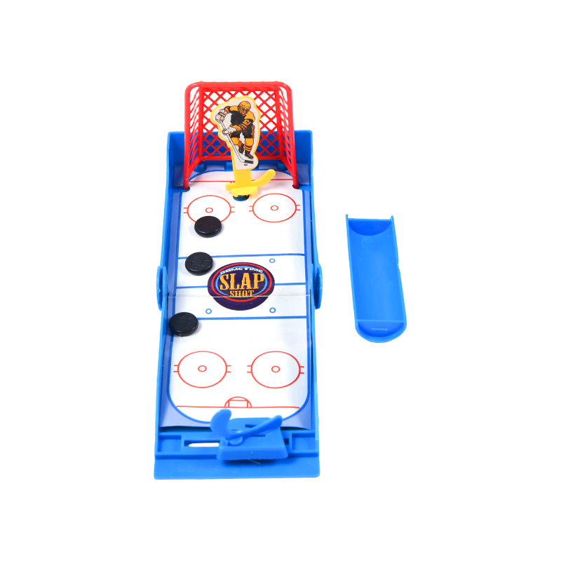 Kompakt desktop ishockey med fjederbelastet Launcher Slap Shot Mini Hockey Spil