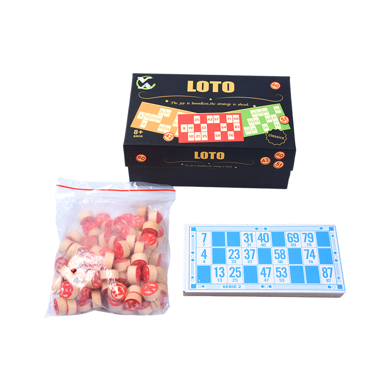 LOTO (Bingo-stil) spilsæt – Komplet med poletter, kort og opbevaringsboks
